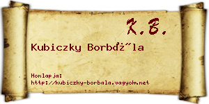 Kubiczky Borbála névjegykártya
